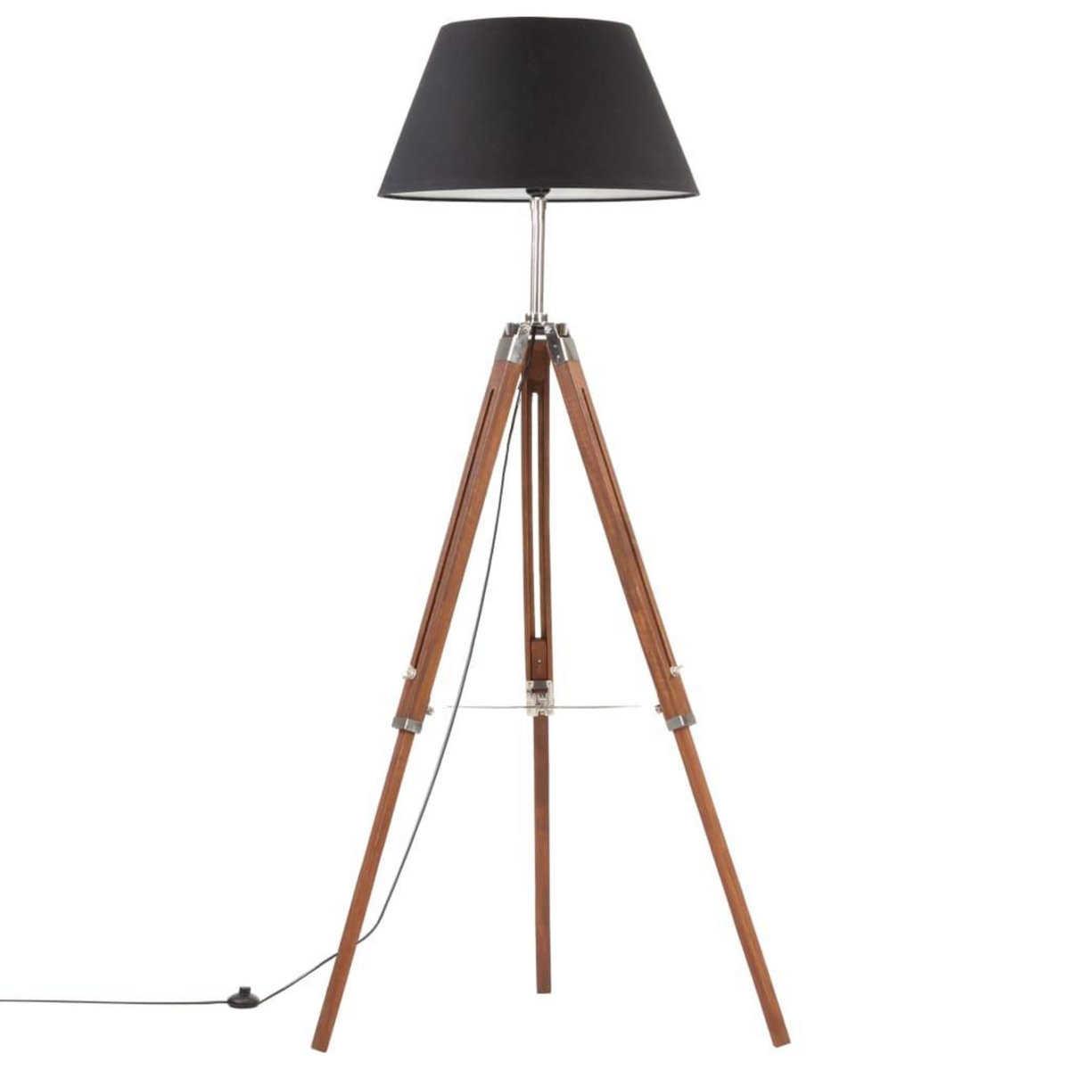 VIDAXL Lampadaire a trepied Marron miel et noir Bois de teck 141 cm