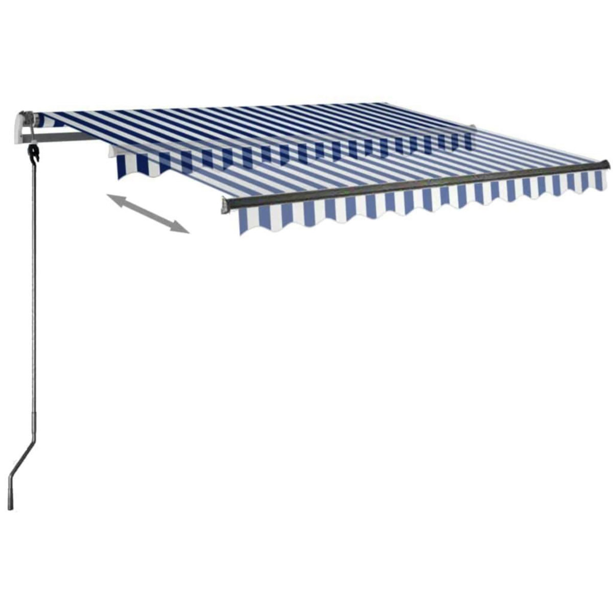 VIDAXL Auvent manuel retractable sur pied 350x250 cm Bleu/blanc