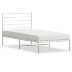 VIDAXL Cadre de lit metal sans matelas avec tete de lit blanc 90x190cm