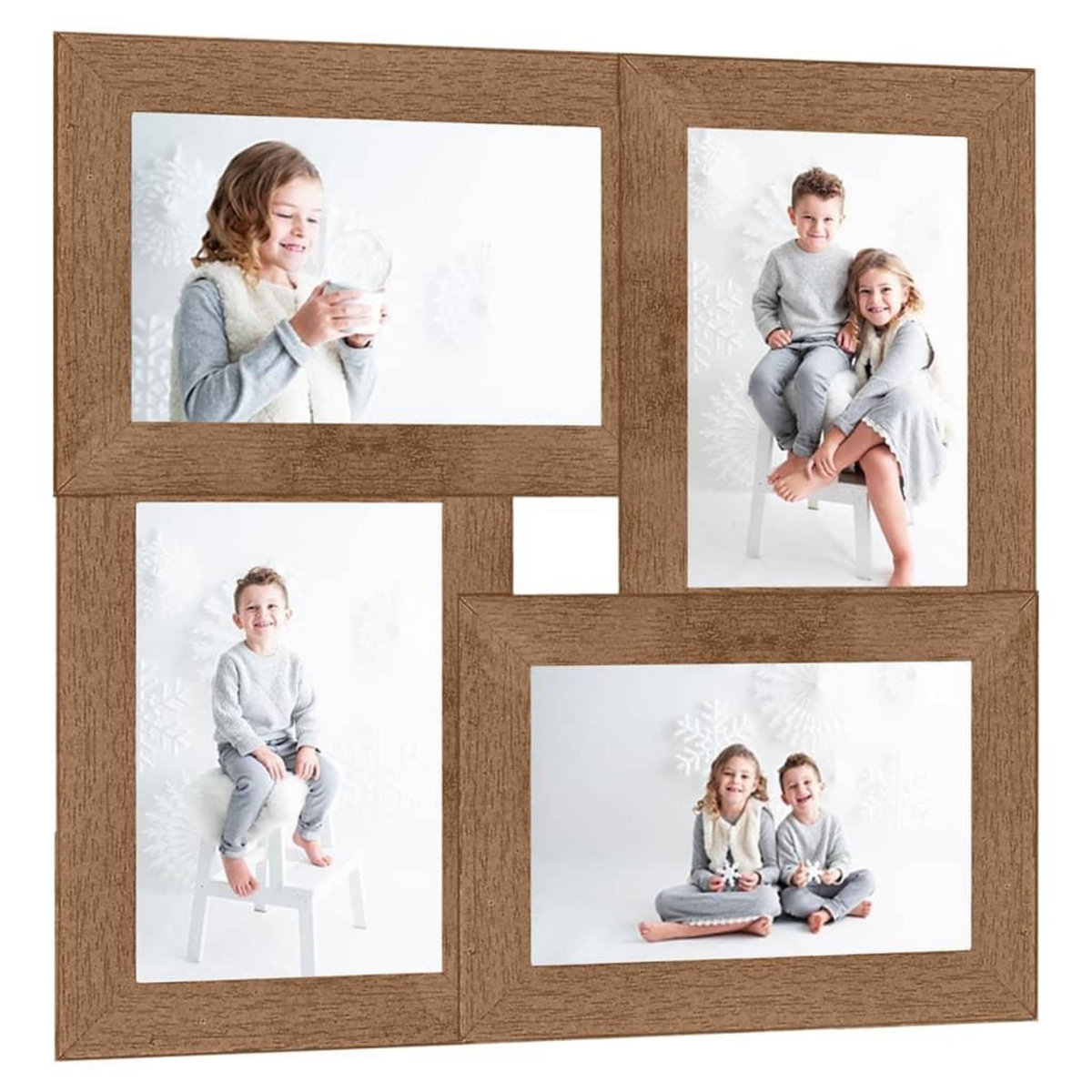 VIDAXL Collage de cadres photo pour photo de 4x(10x15 cm) Marron MDF