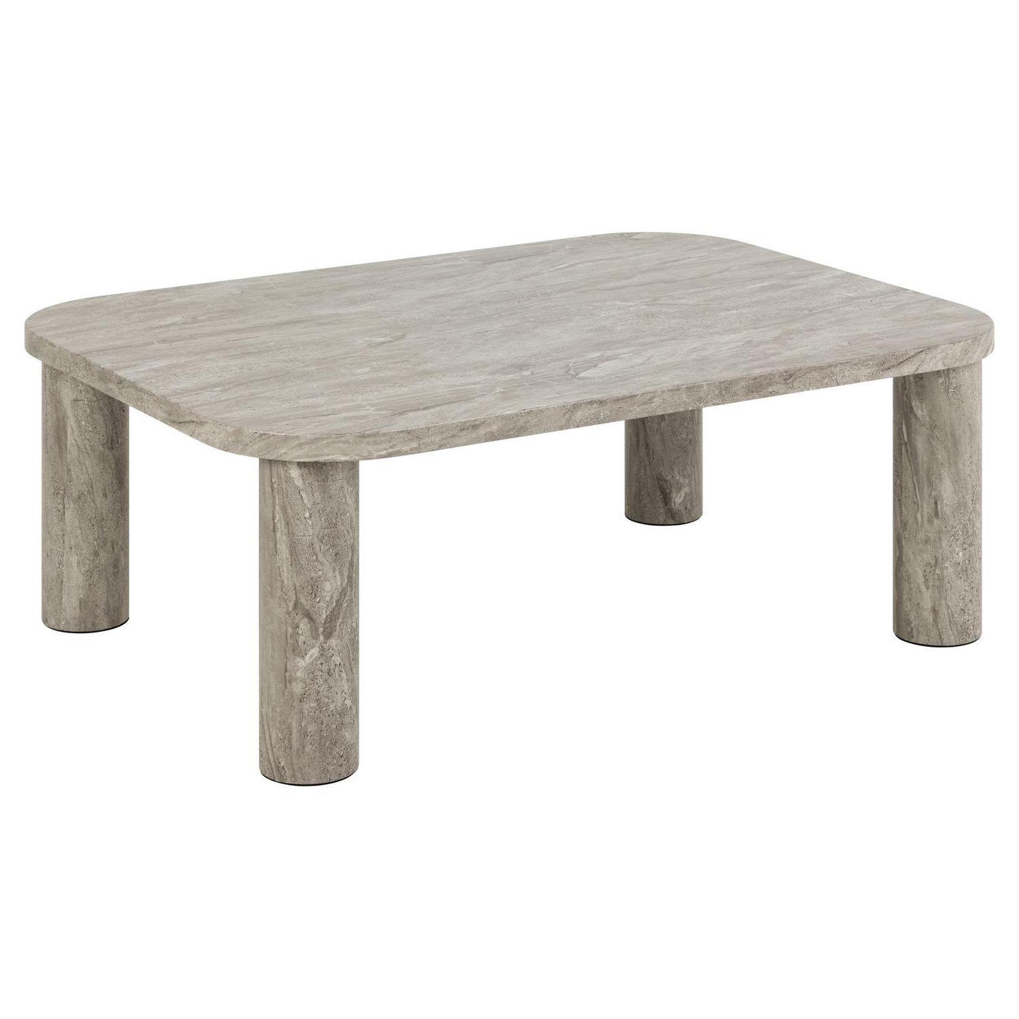 TOILINUX Table basse rectangulaire effet marbre göran - gris