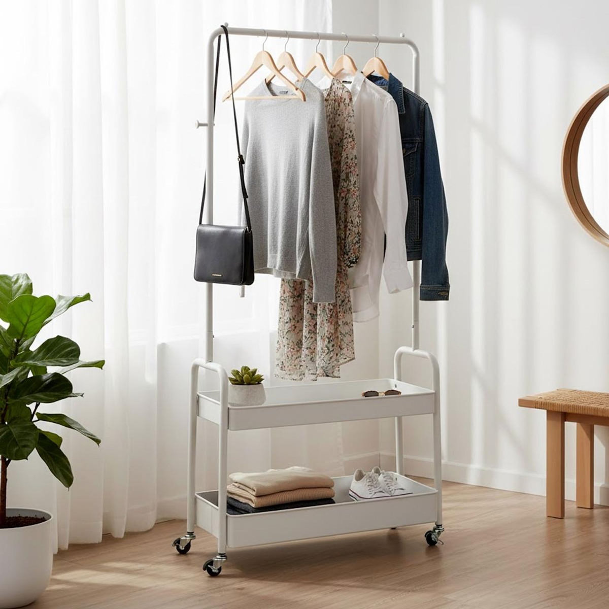 Paris Prix Portant à Vêtements Design  Alba  155cm Blanc