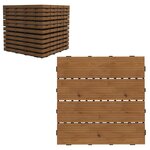 OUTSUNNY Dalles terrasse - caillebotis - lot de 12 pcs, max. 1,08 m²- clipsables, installation très simple - lamelles bois sapin pré-huilé
