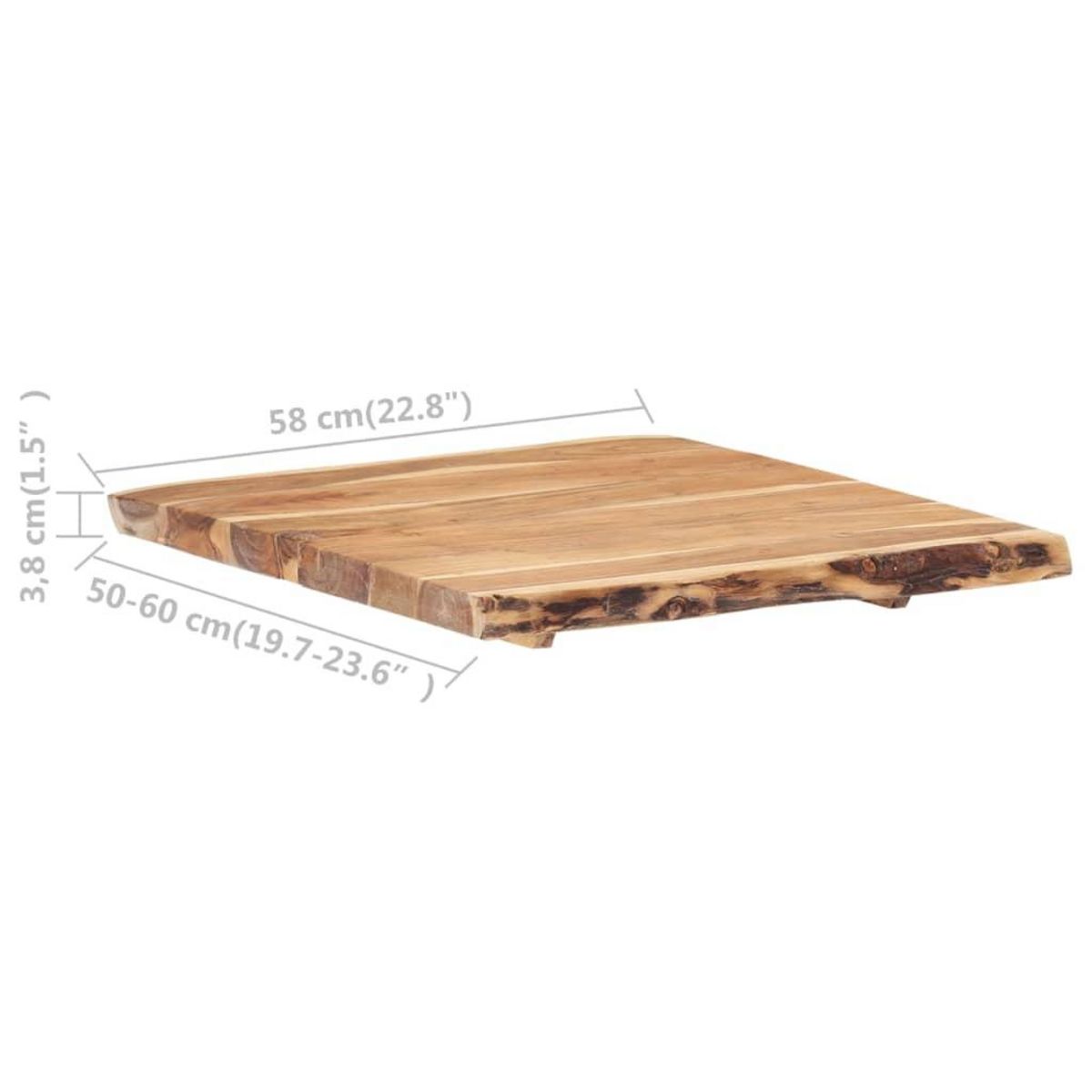 VIDAXL Dessus de table Bois d'acacia massif 58x(50-60)x3,8 cm