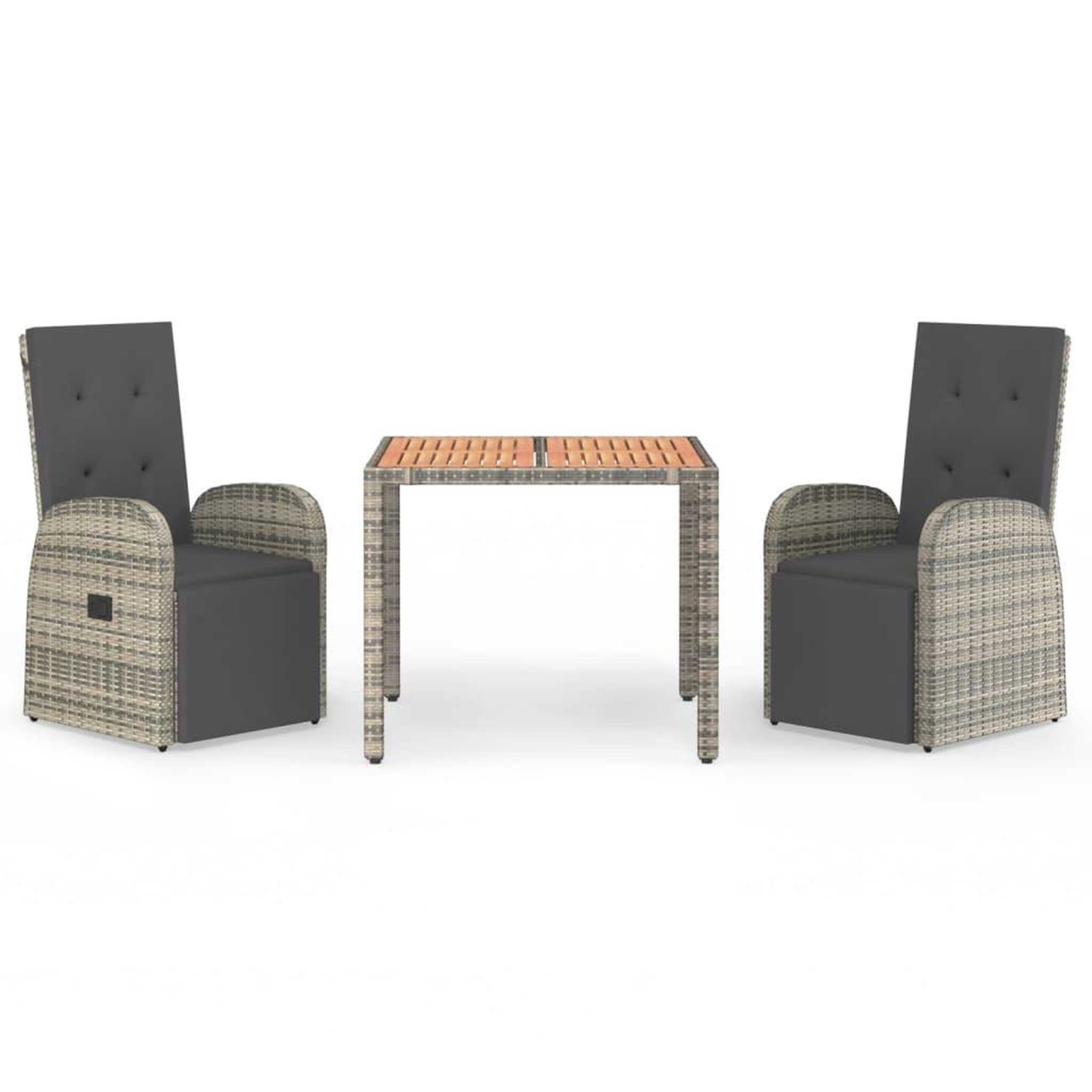 Voir la diapositive 2 : VIDAXL Ensemble a manger de jardin 3 pcs coussins gris resine tressee