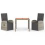 Voir la diapositive 2 : VIDAXL Ensemble a manger de jardin 3 pcs coussins gris resine tressee