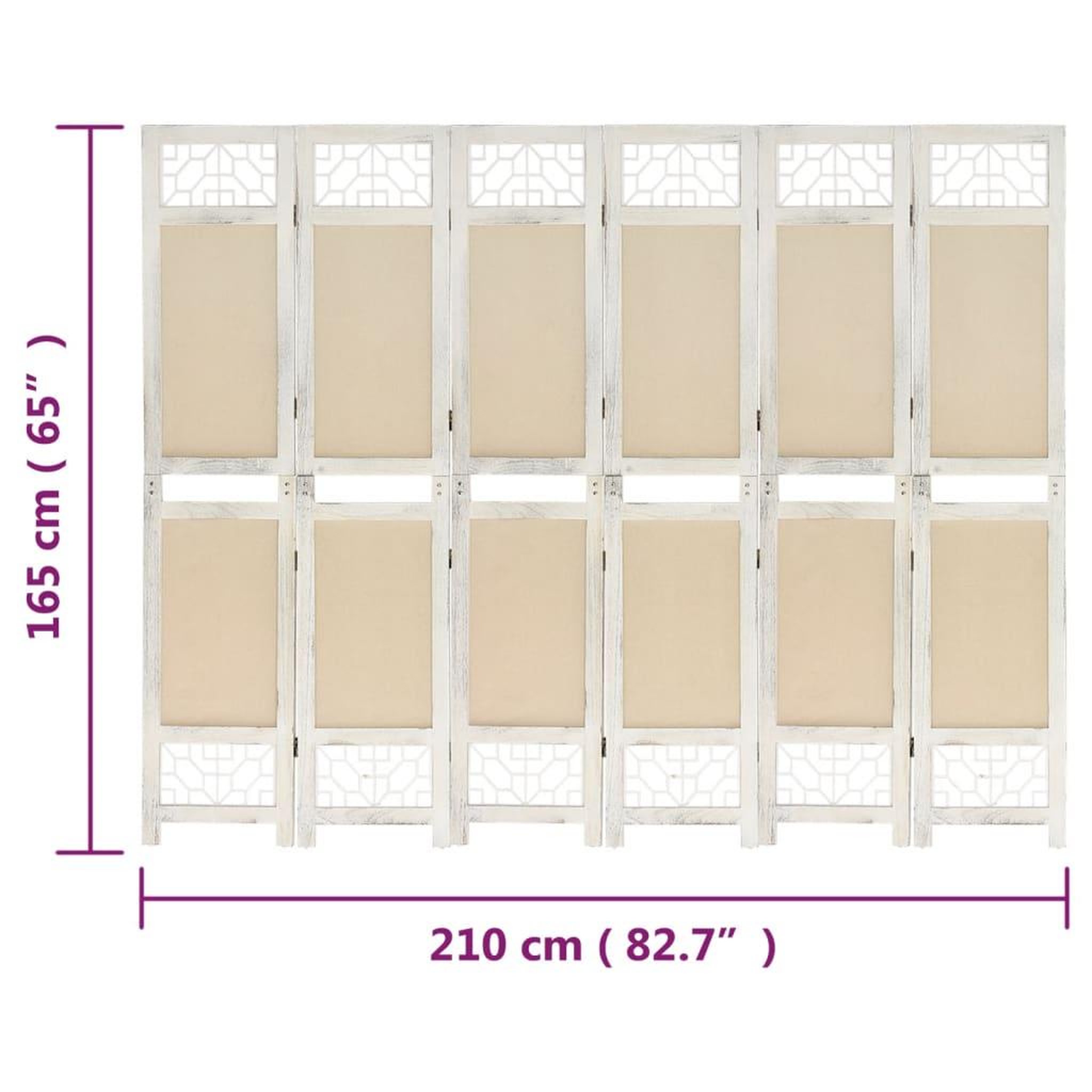 Voir la diapositive 6 : VIDAXL Cloison de separation 6 panneaux Creme 210x165 cm Tissu