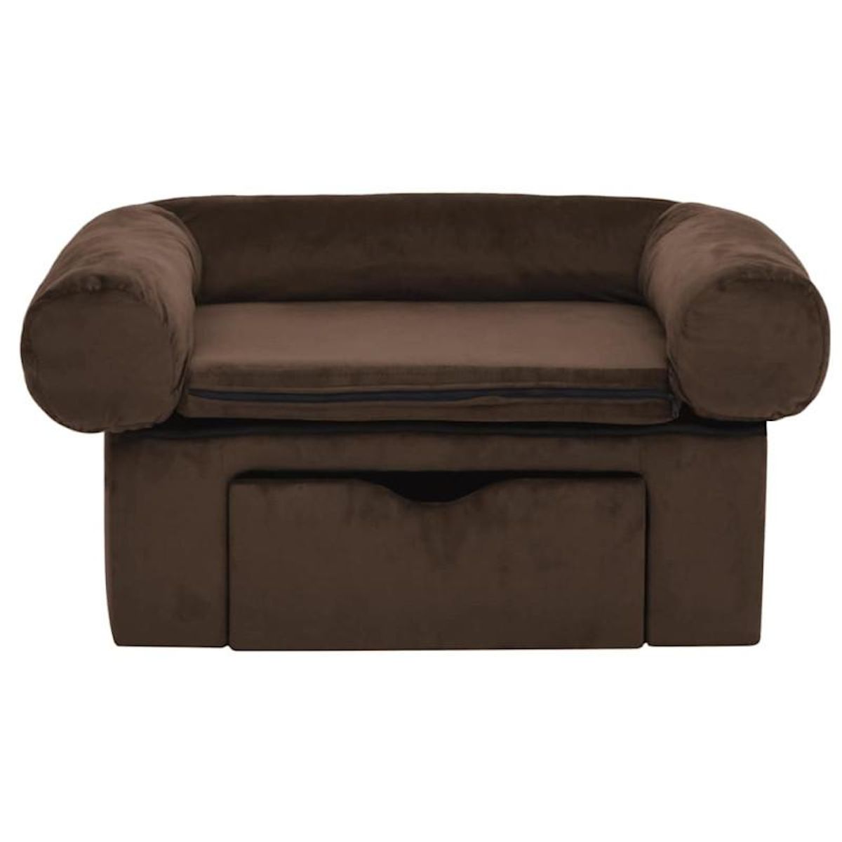 VIDAXL Canapé pour chien avec tiroir Marron 75x50x38 cm Peluche