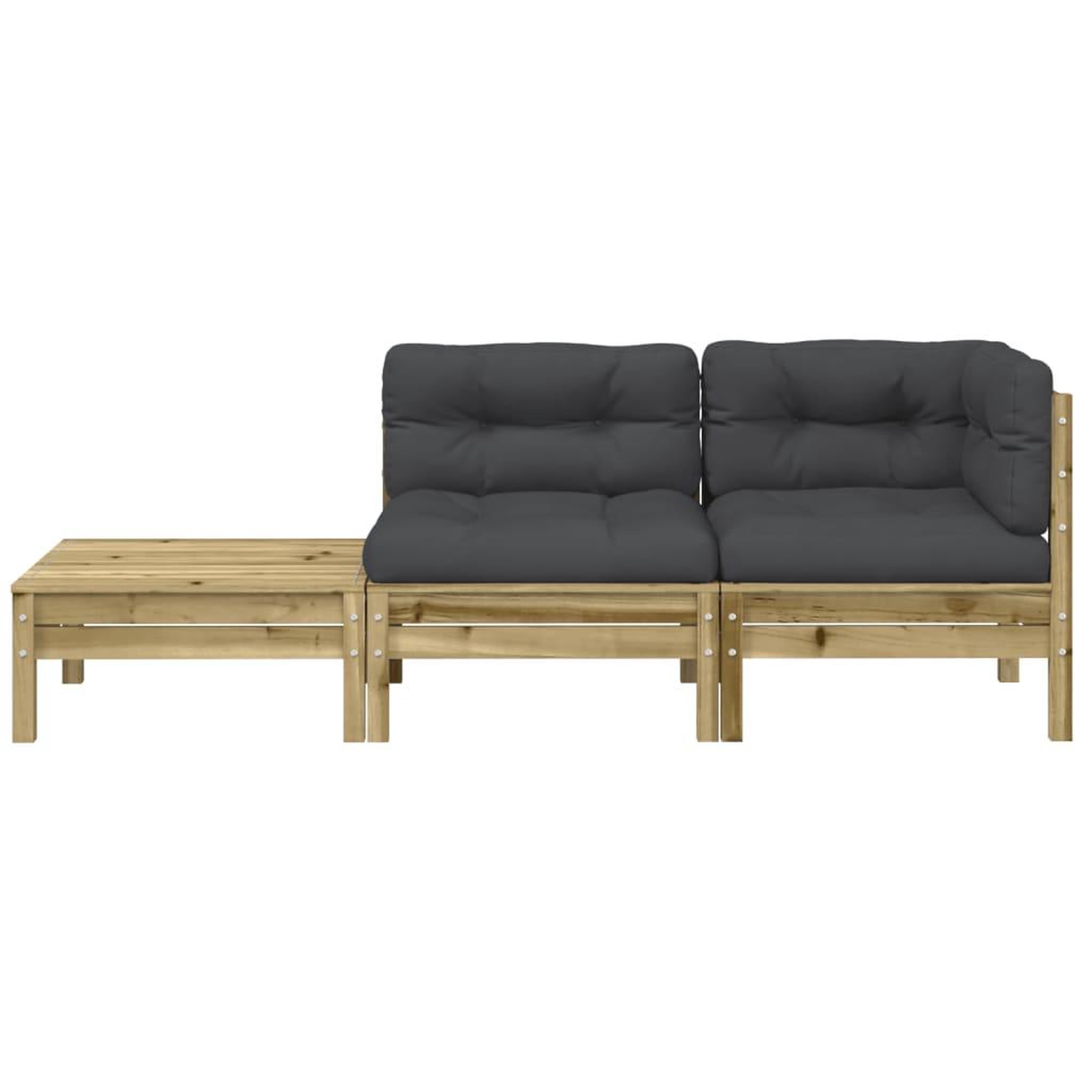 Voir la diapositive 5 : VIDAXL Canape de jardin avec coussins et repose-pied bois pin impregne
