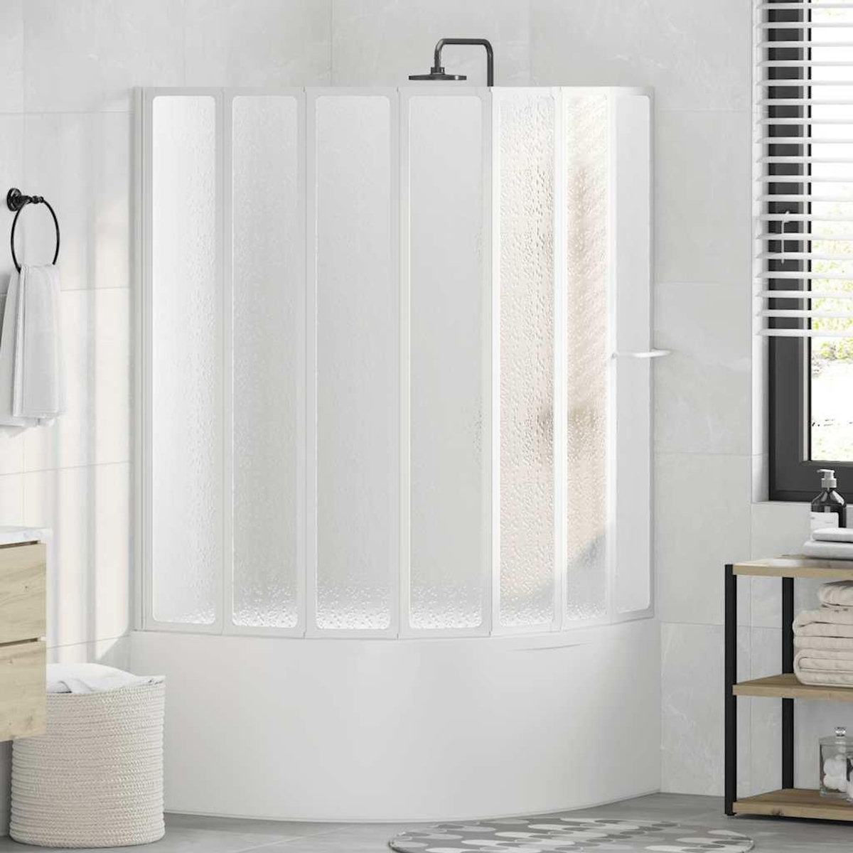 VIDAXL Pare baignoire a 7 volets avec porte-serviettes 140 x 168 cm