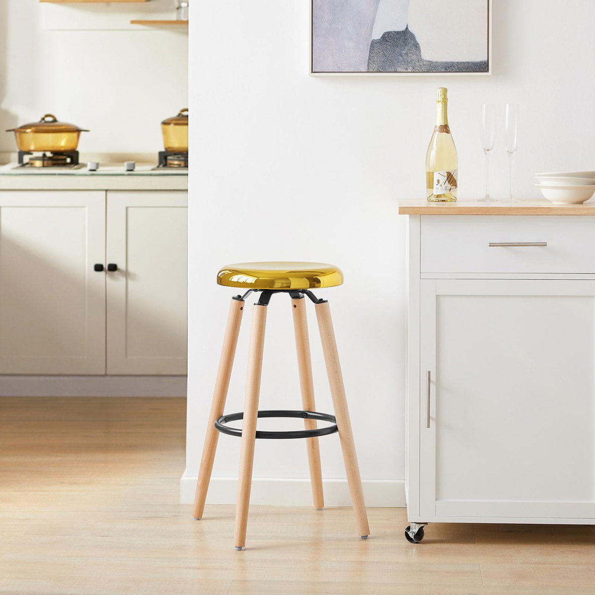 SOBUY Tabouret de Bar Assise Métal Couleur Or 39x39x73cm FST89-G