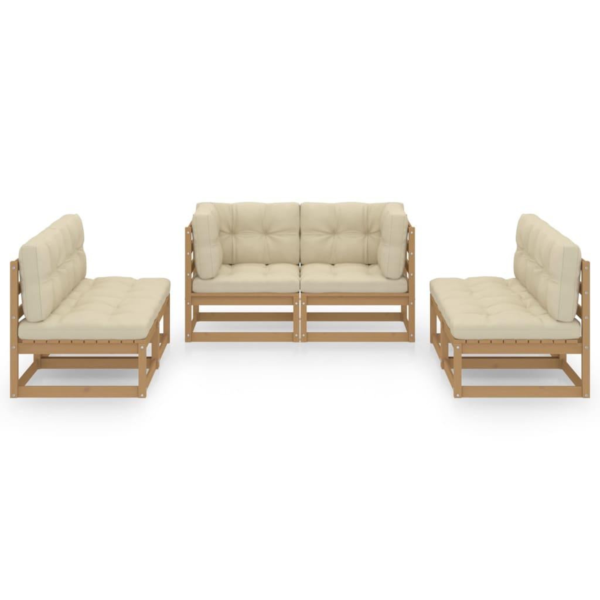 Voir la diapositive 3 : VIDAXL Salon de jardin 6 pcs avec coussins Bois de pin massif