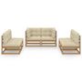 Voir la diapositive 3 : VIDAXL Salon de jardin 6 pcs avec coussins Bois de pin massif