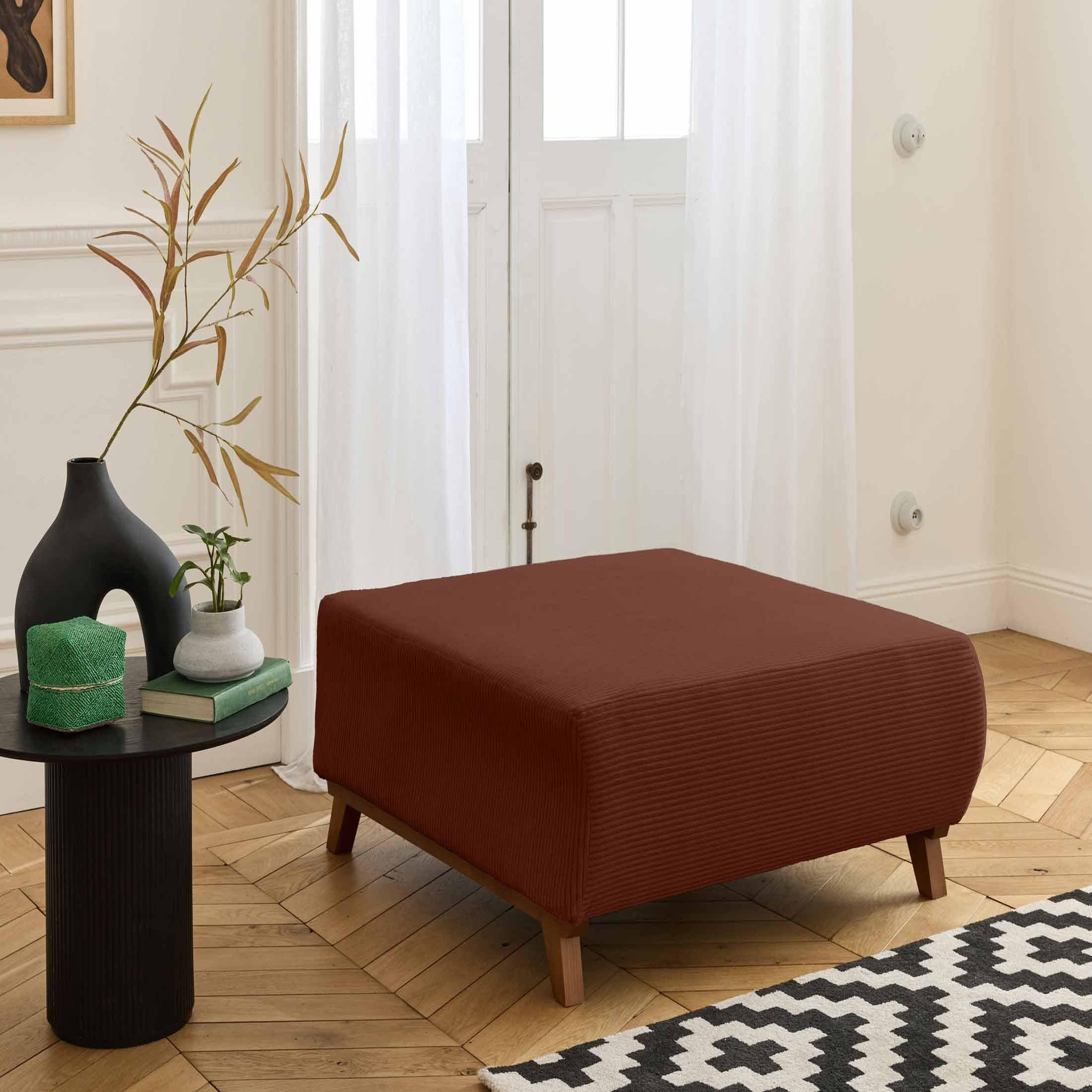 Voir la diapositive 5 : BEST MOBILIER Cristal - pouf modulable - 95 cm - en velours côtelé