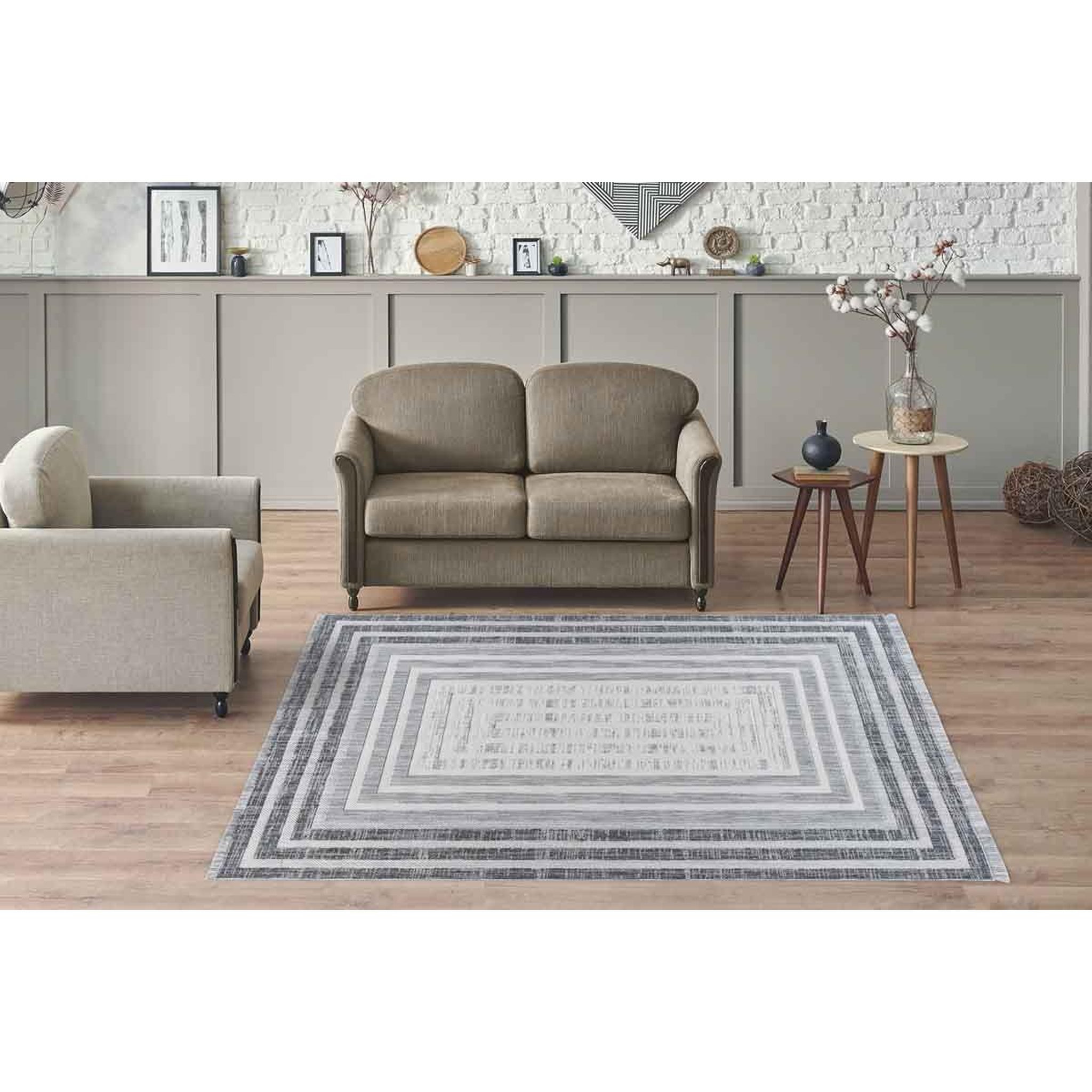 Voir la diapositive 5 : Paris Prix Tapis Tissé Géométrique  Sarai  Gris