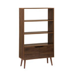 SWEEEK Étagère bibliothèque décor bois de noyer. 2 portes 3 niveaux