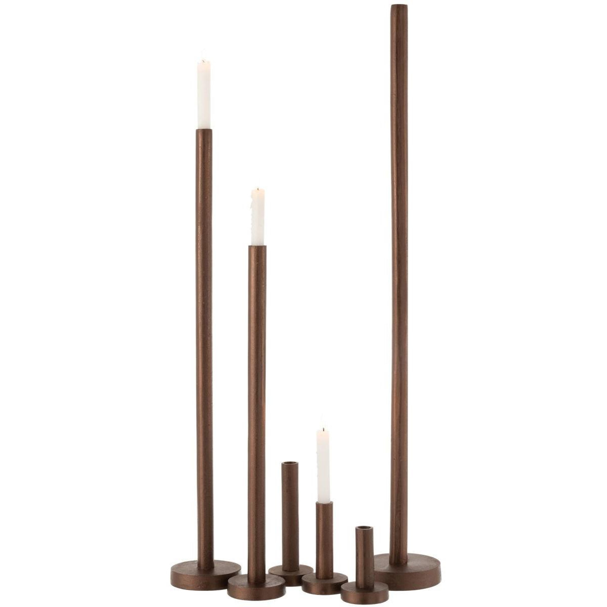 Voir la diapositive 4 : J-LINE Lot de 3 chandeliers déco  mat  21cm marron foncé