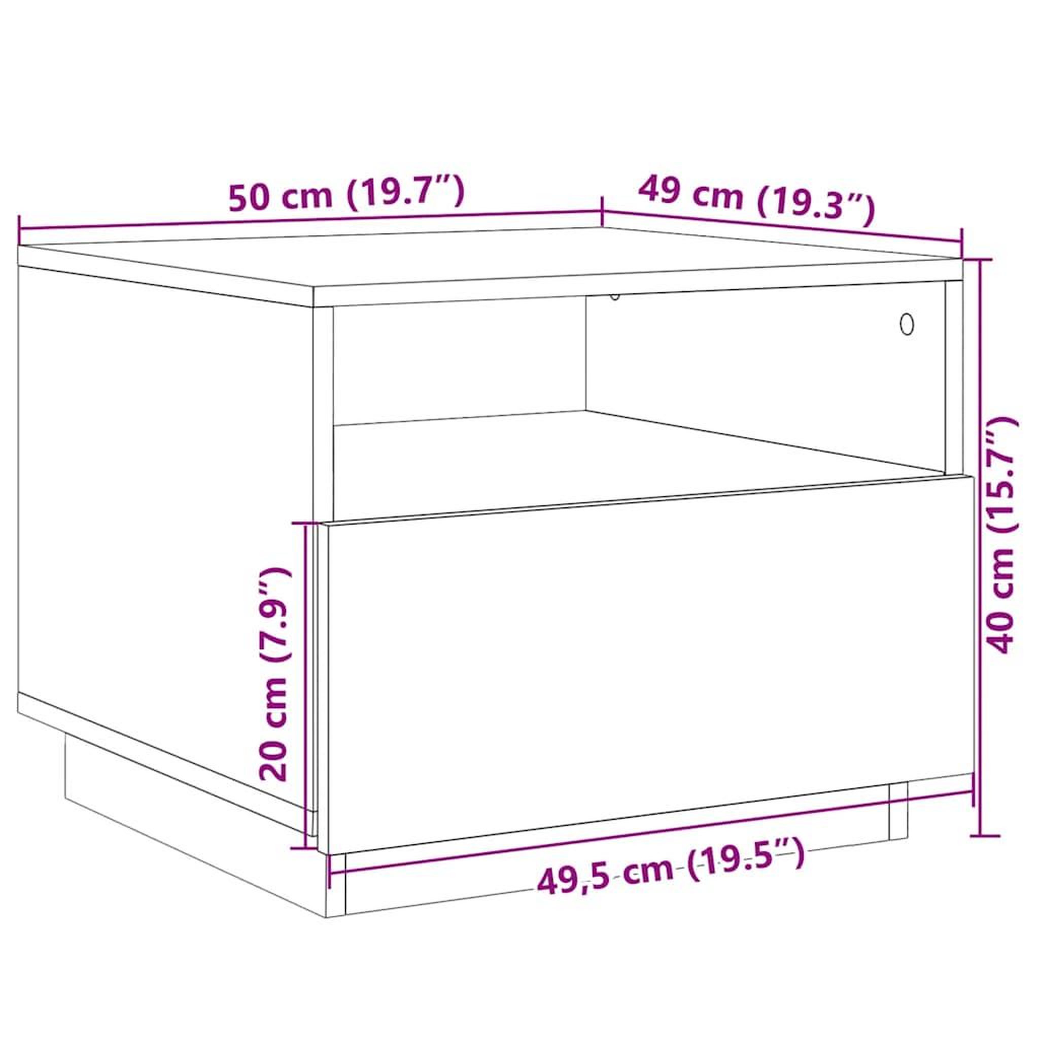 Voir la diapositive 6 : VIDAXL Table basse avec lumieres LED chene fume 50x49x40 cm