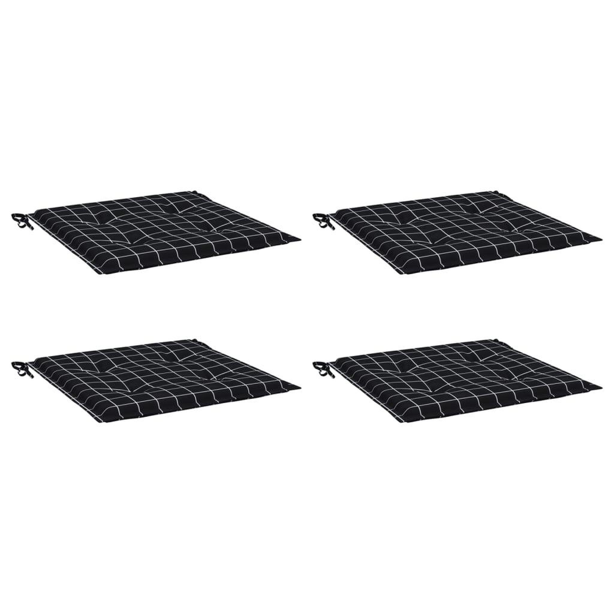 Voir la diapositive 3 : VIDAXL Coussins de chaise de jardin lot de 4 motif a carreaux noir