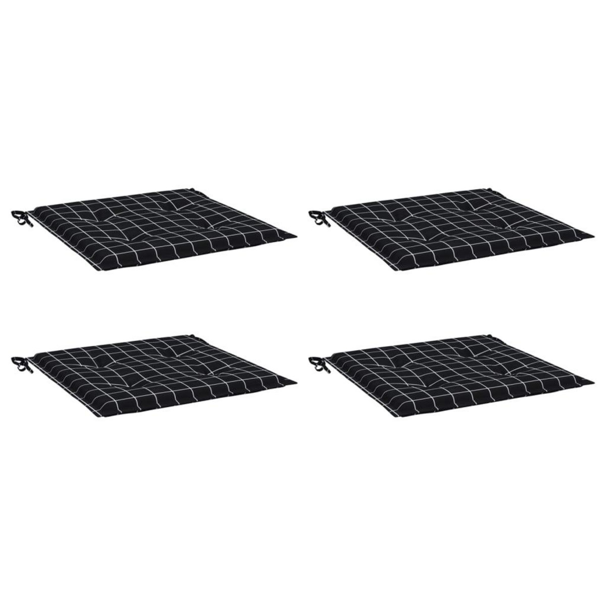 VIDAXL Coussins de chaise de jardin lot de 4 motif a carreaux noir