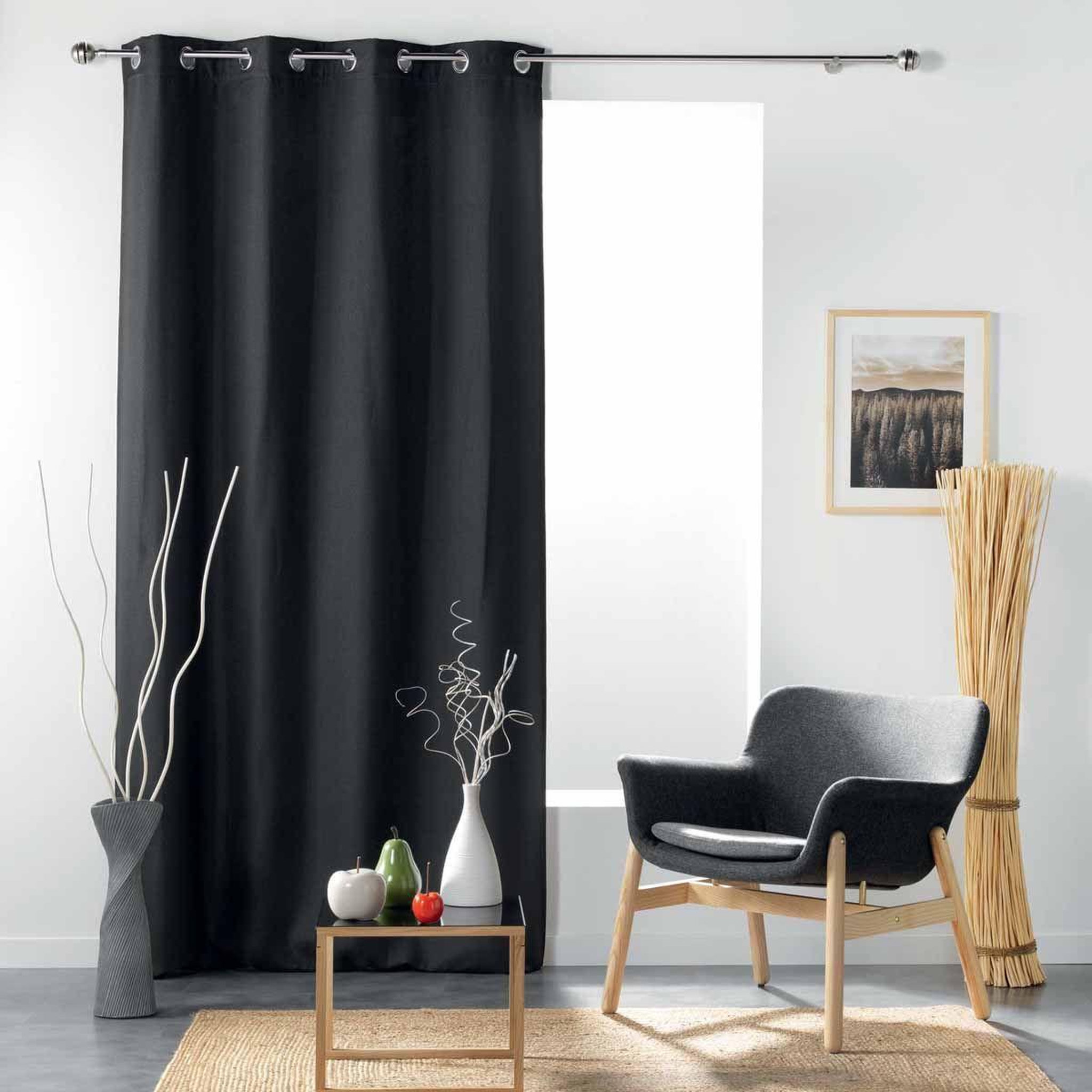Voir la diapositive 3 : Douceur d'Intérieur Rideau occultant  tissea  135x240cm anthracite