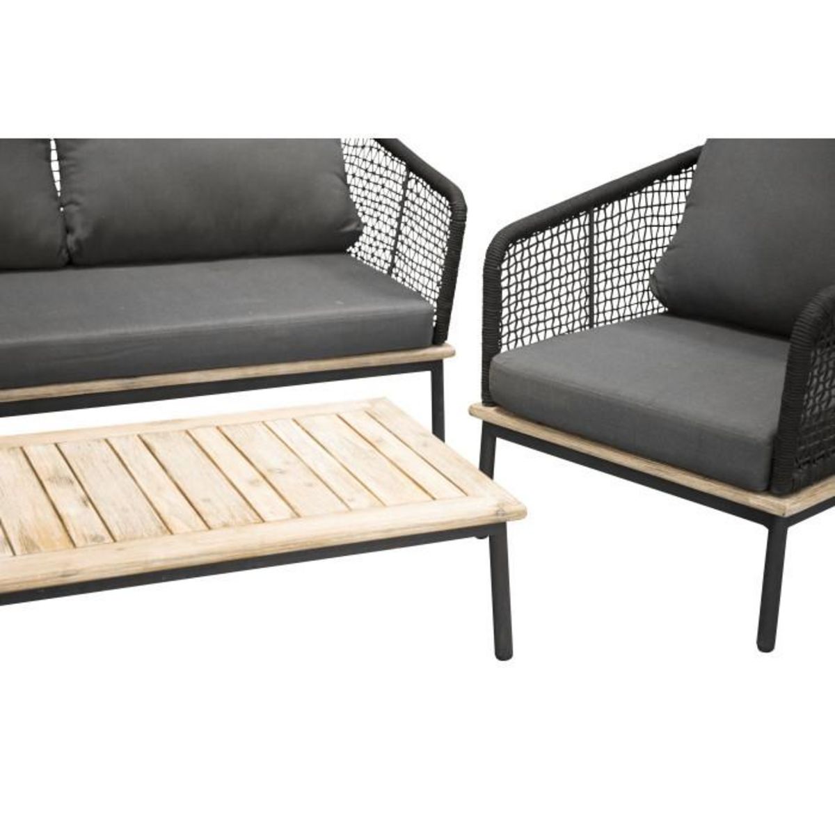 Paris Prix Salon de Jardin en Bois  Andorra  148cm Noir