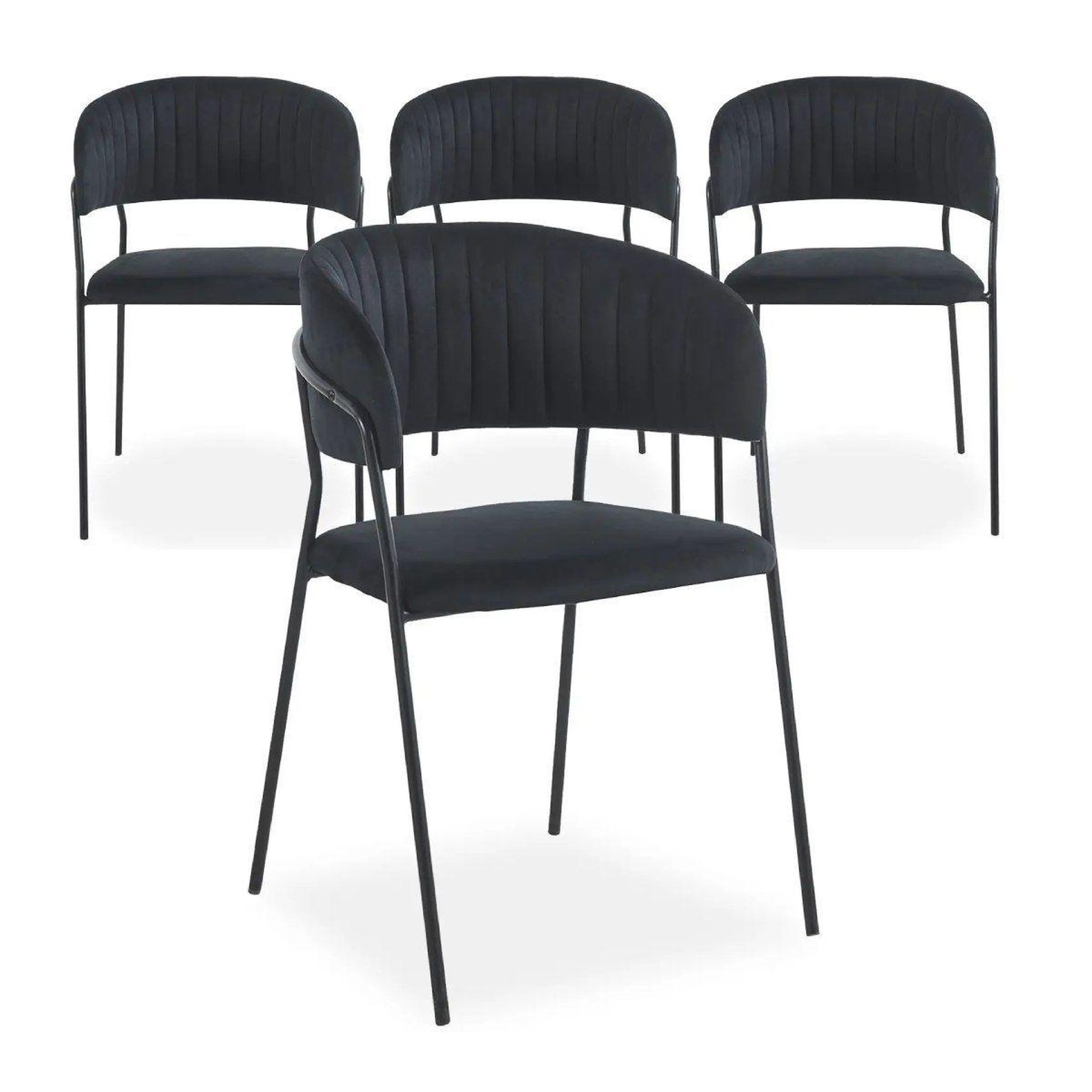 Voir la diapositive 2 : Paris Prix Lot de 4 chaises en velours  batora  79cm noir