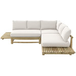 Rendez vous déco Canapé d'angle de jardin 4 places en teck et coussins blancs-Sunny