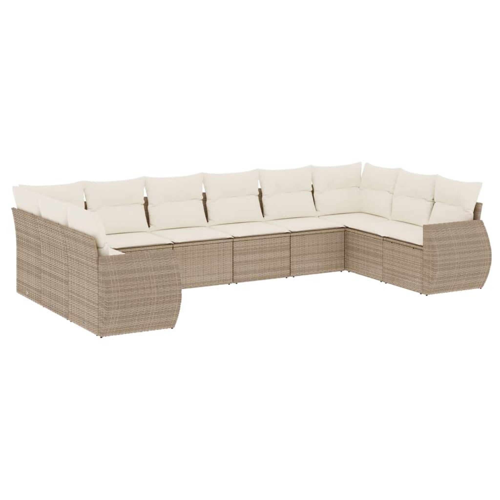 Voir la diapositive 2 : VIDAXL Salon de jardin avec coussins 10 pcs beige resine tressee