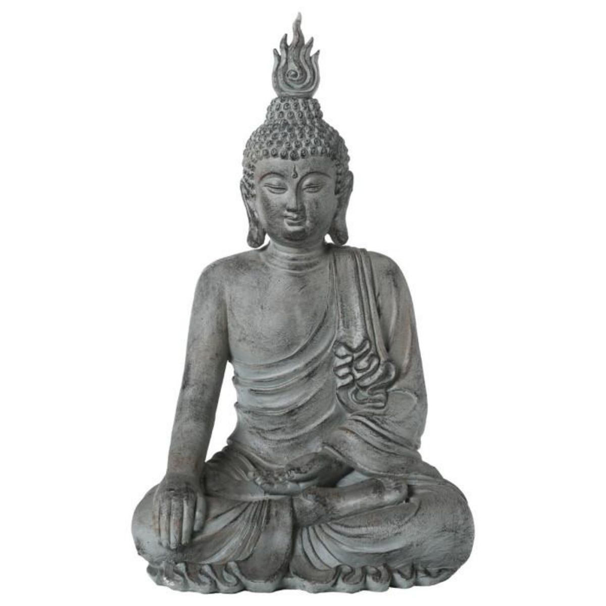ATMOSPHERA Statue Déco Bouddha Assis 106cm Gris