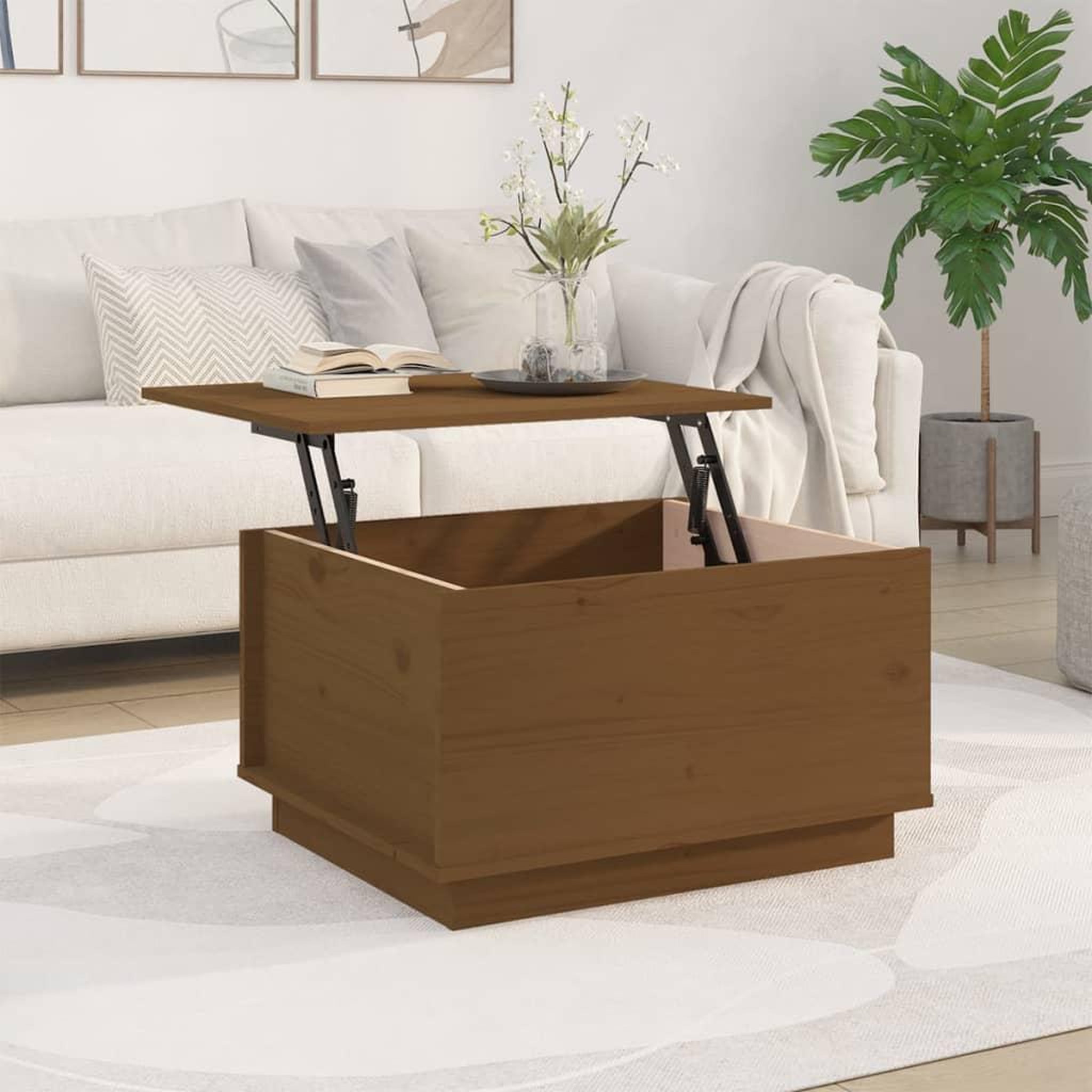 Voir la diapositive 3 : VIDAXL Table basse Marron miel 60x50x35 cm Bois massif de pin