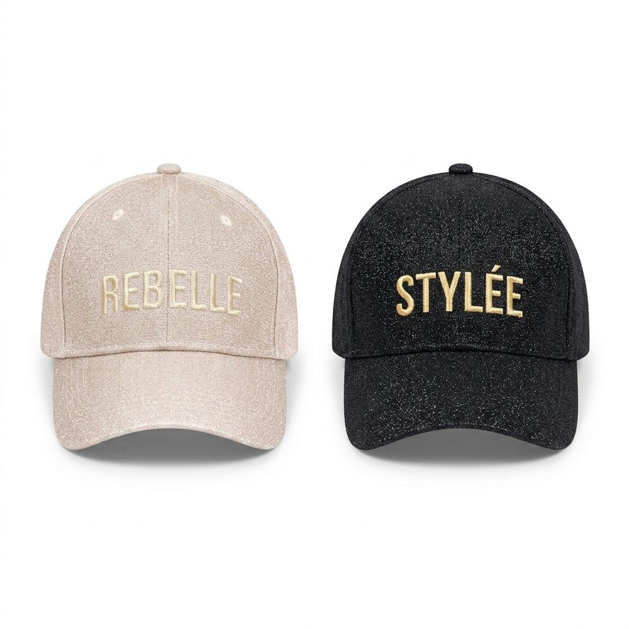 Voir la diapositive 1 : OZABI OZABI Lot 2 Casquettes Pailletées Femme – Message Brodé Fantaisie Humoristique