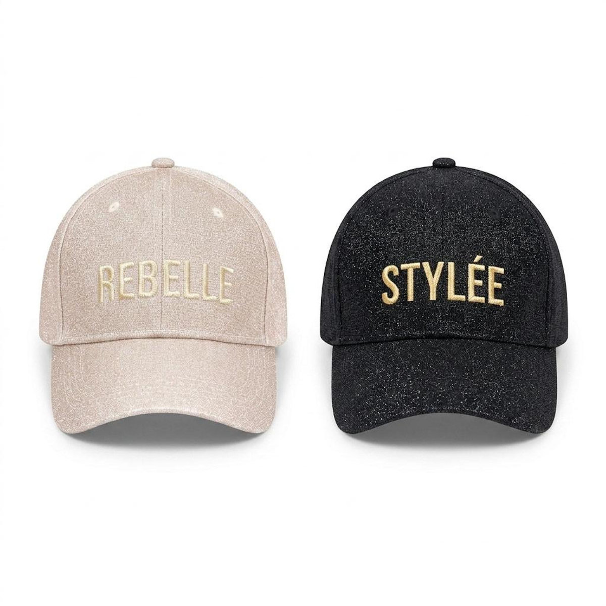 OZABI OZABI Lot 2 Casquettes Pailletées Femme – Message Brodé Fantaisie Humoristique
