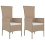 Voir la diapositive 2 : VIDAXL Chaises de jardin avec coussins lot de 2 Resine tressee Beige