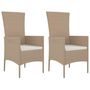 Voir la diapositive 2 : VIDAXL Chaises de jardin avec coussins lot de 2 Resine tressee Beige