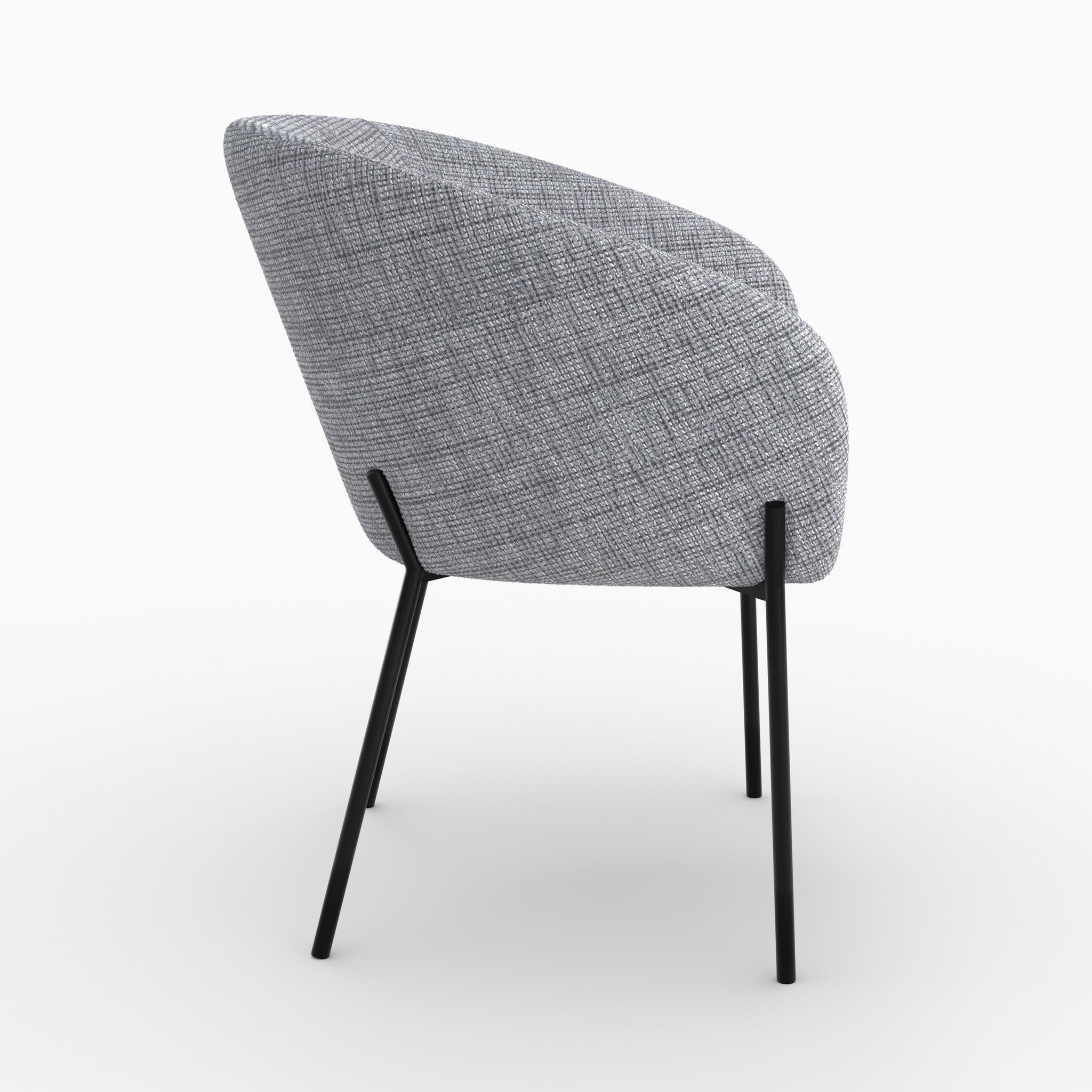 Voir la diapositive 6 : MAISON PAVANE Chaise en tissu gris chiné et pieds en métal noir-andy