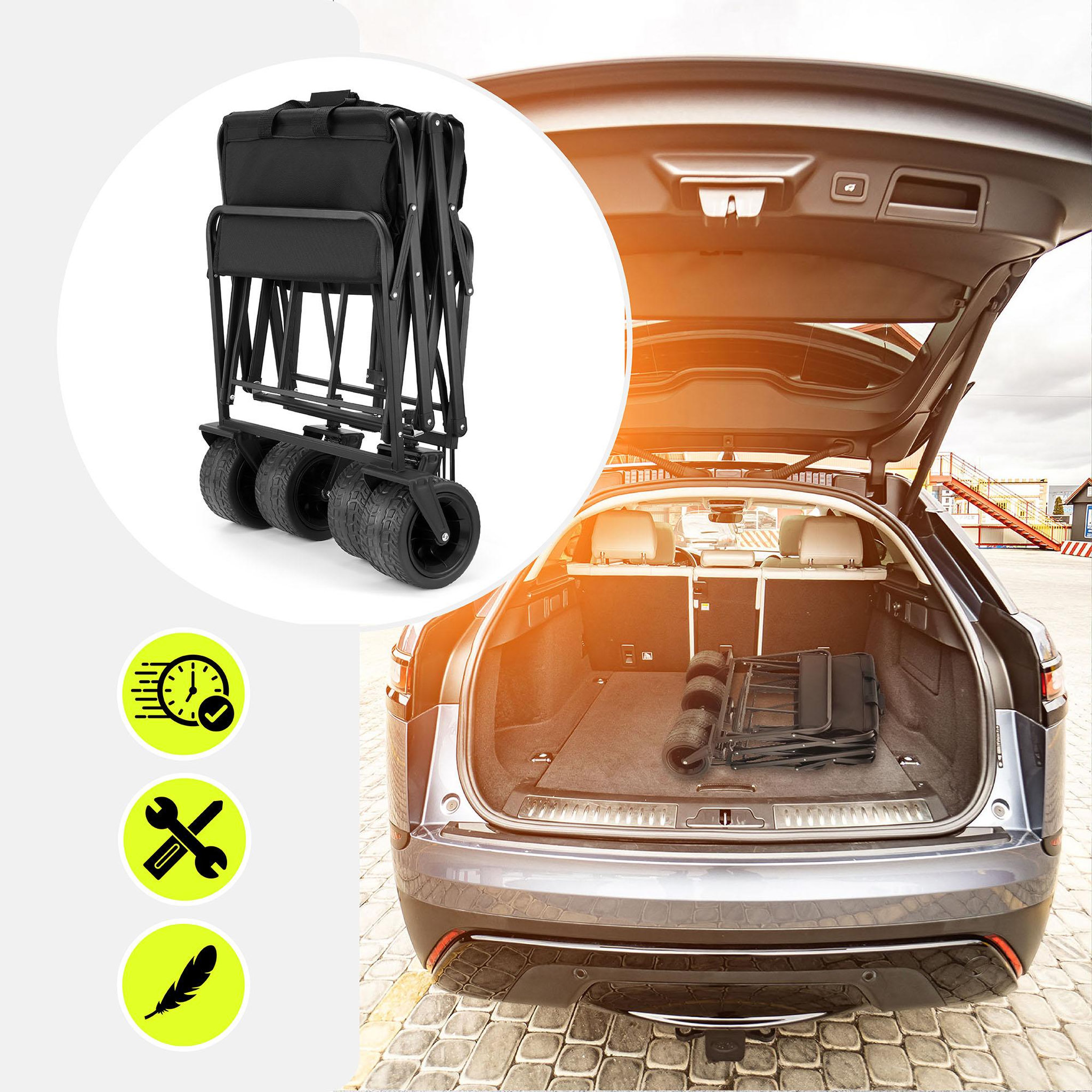 Voir la diapositive 5 : HYPERMOTION Chariot de Transport Pliable 100L, Trolley 120kg, Freins avant, Roues tout-terrain 7 , Pliage rapid