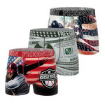 FREEGUN Lot de 3 boxers homme This is America. Coloris disponibles : Rouge