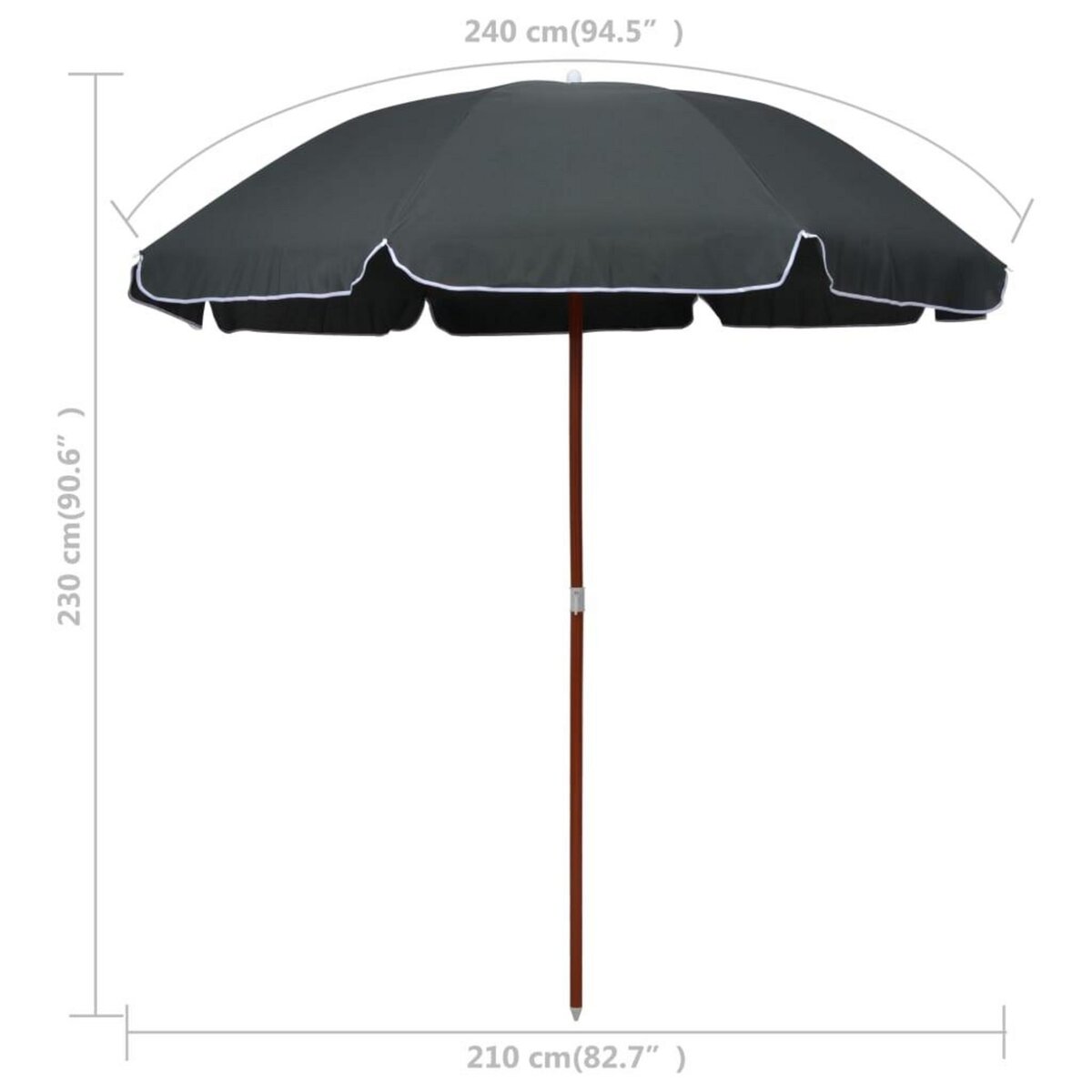 VIDAXL Parasol de jardin avec mat en acier 240 cm anthracite