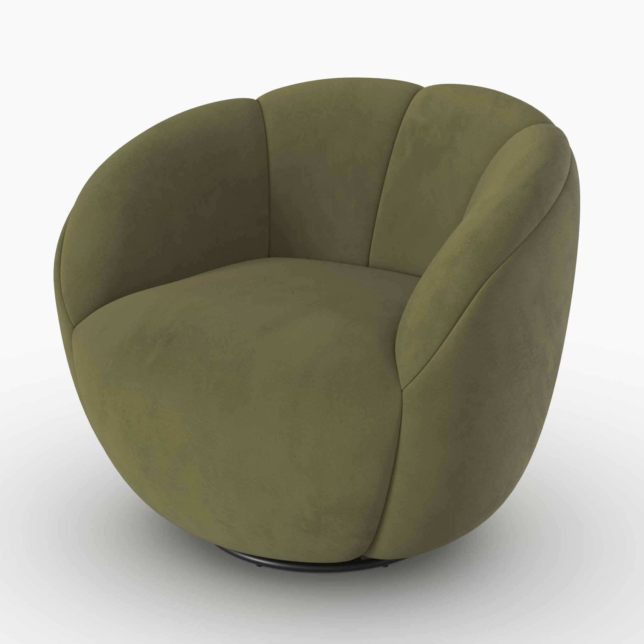 MAISON PAVANE Fauteuil pivotant en velours vert olive foncé-ysé