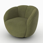 Rendez vous déco Fauteuil pivotant en velours vert olive foncé-Ysé
