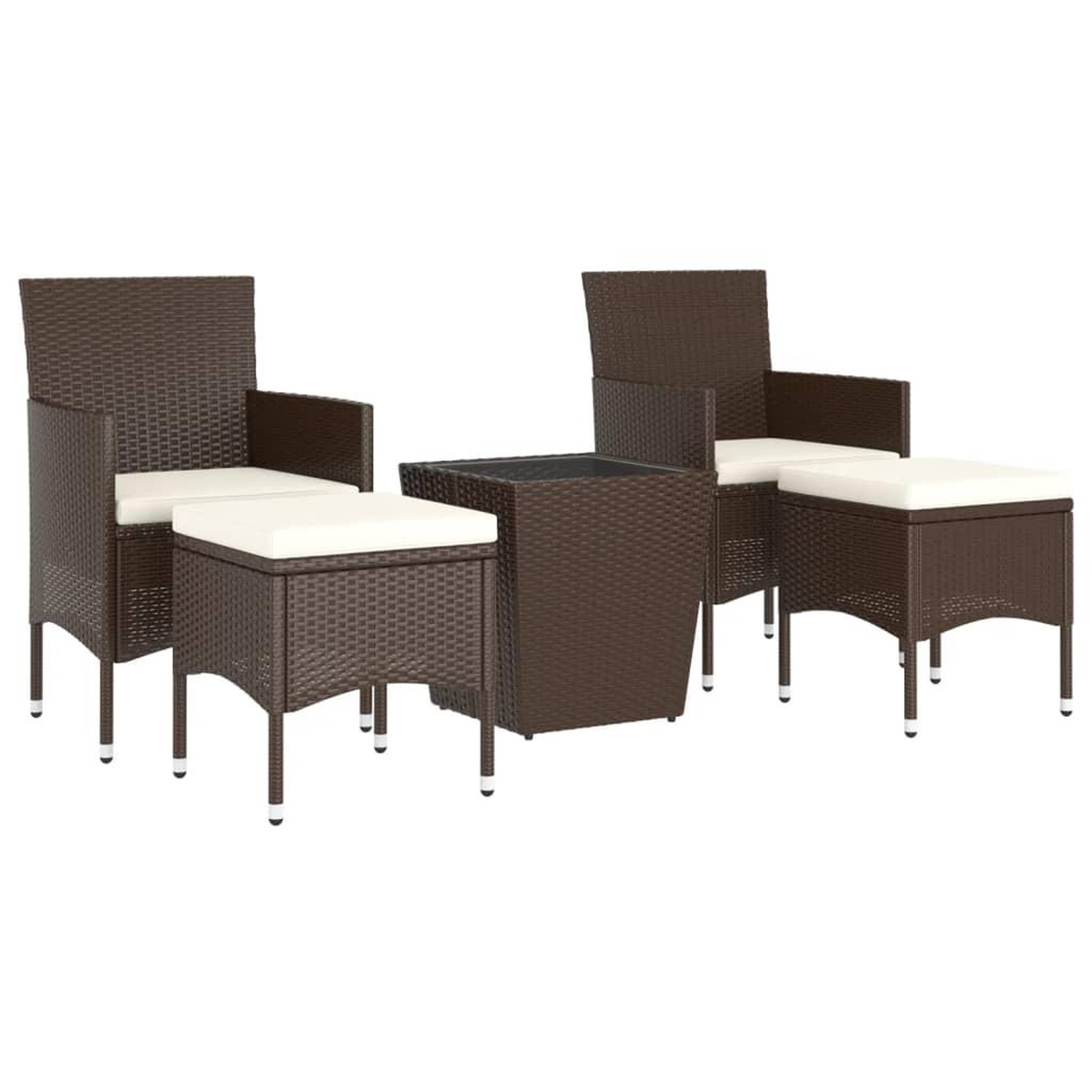 Voir la diapositive 3 : VIDAXL Ensemble de bistro de jardin 5 pcs poly rotin et verre trempe