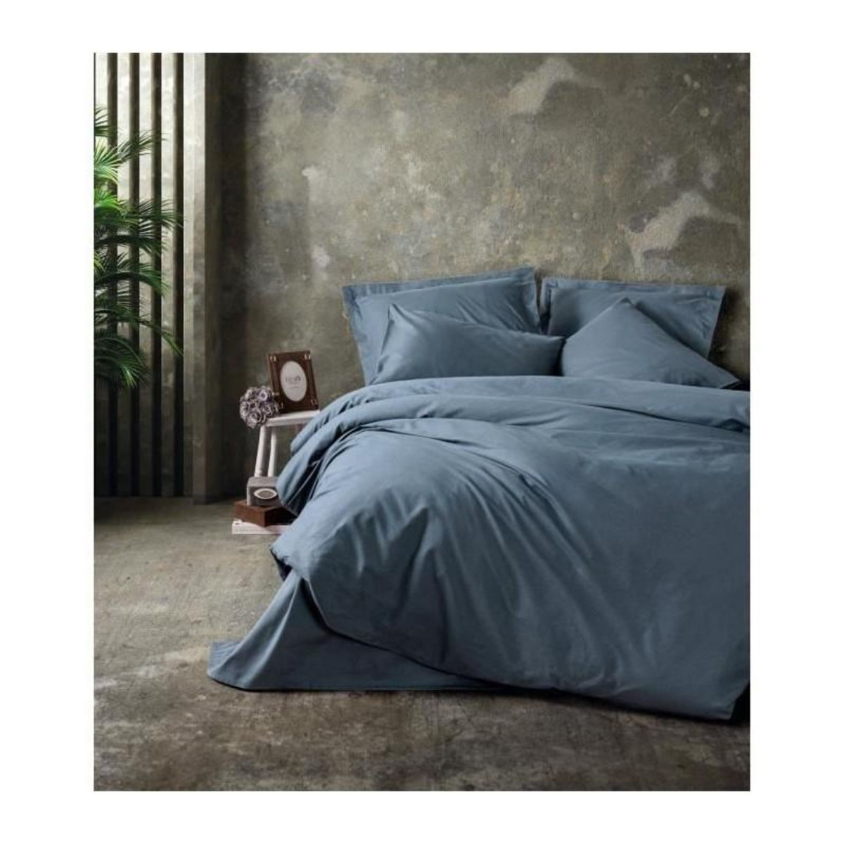 GENERIQUE Parure de lit - 129CTN64626 - 1 housse de couette 220 x 240 cm + 2 taies d'oreiller 60 x 60 cm - 100% coton ranforcé - Anthraci