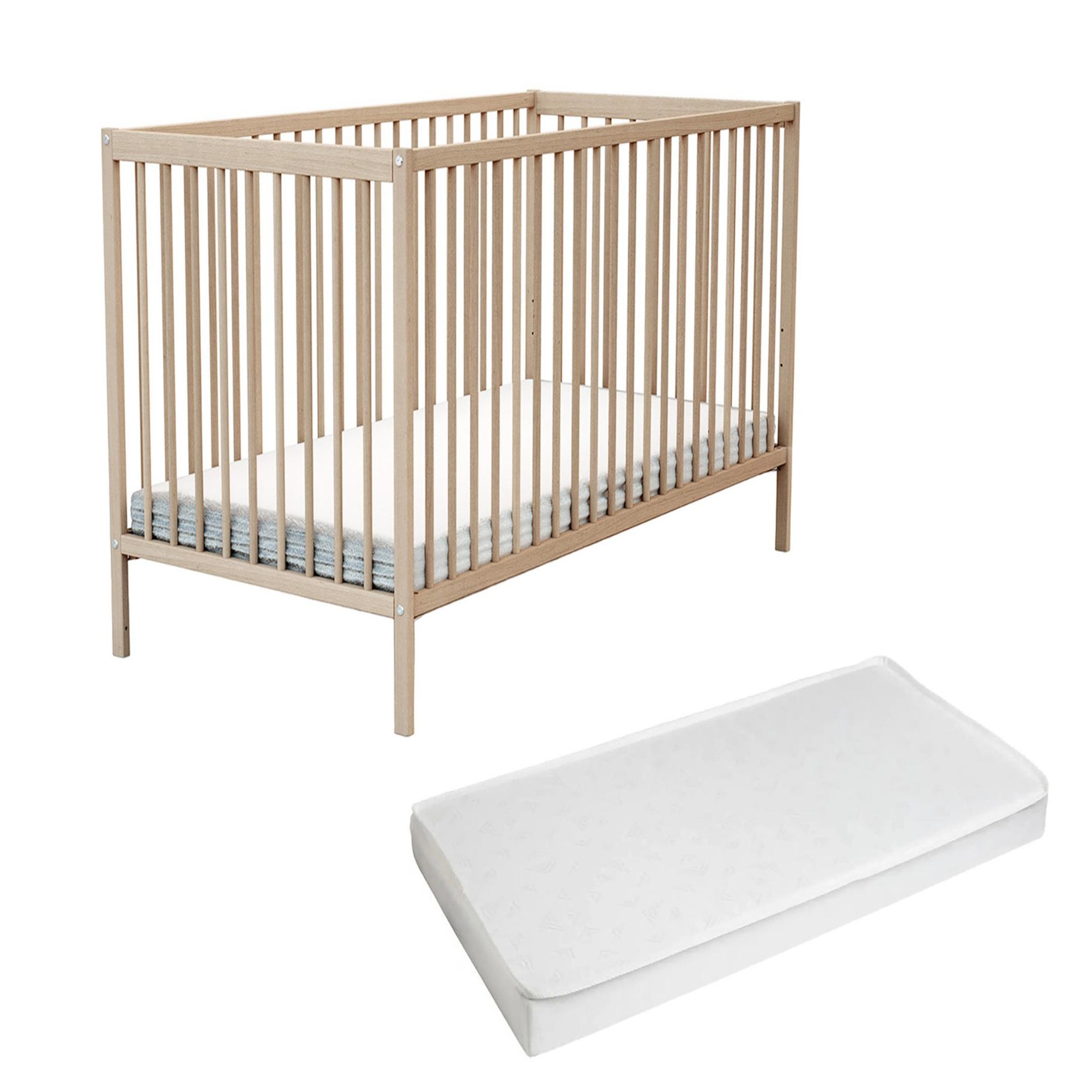 Voir la diapositive 1 : AT4 Lit bébé avec matelas ESSENTIEL en bois
