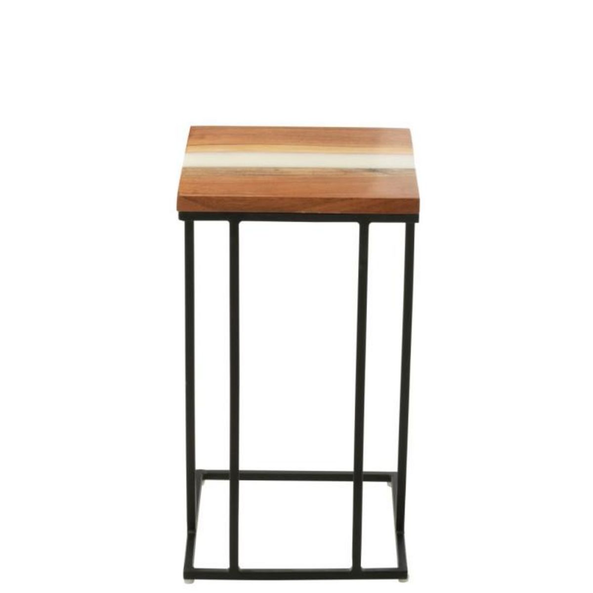 Paris Prix Table d'Appoint Carrée en Bois  Douglas  55cm Naturel & Blanc