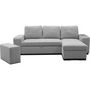 Voir la diapositive 4 : MARKET24 Canapé d'angle convertible réversible VALDO 3 a 4 places - Tissu Souris - Tablette avec USB - Coffre + Pouf - L247xP143xH86 cm