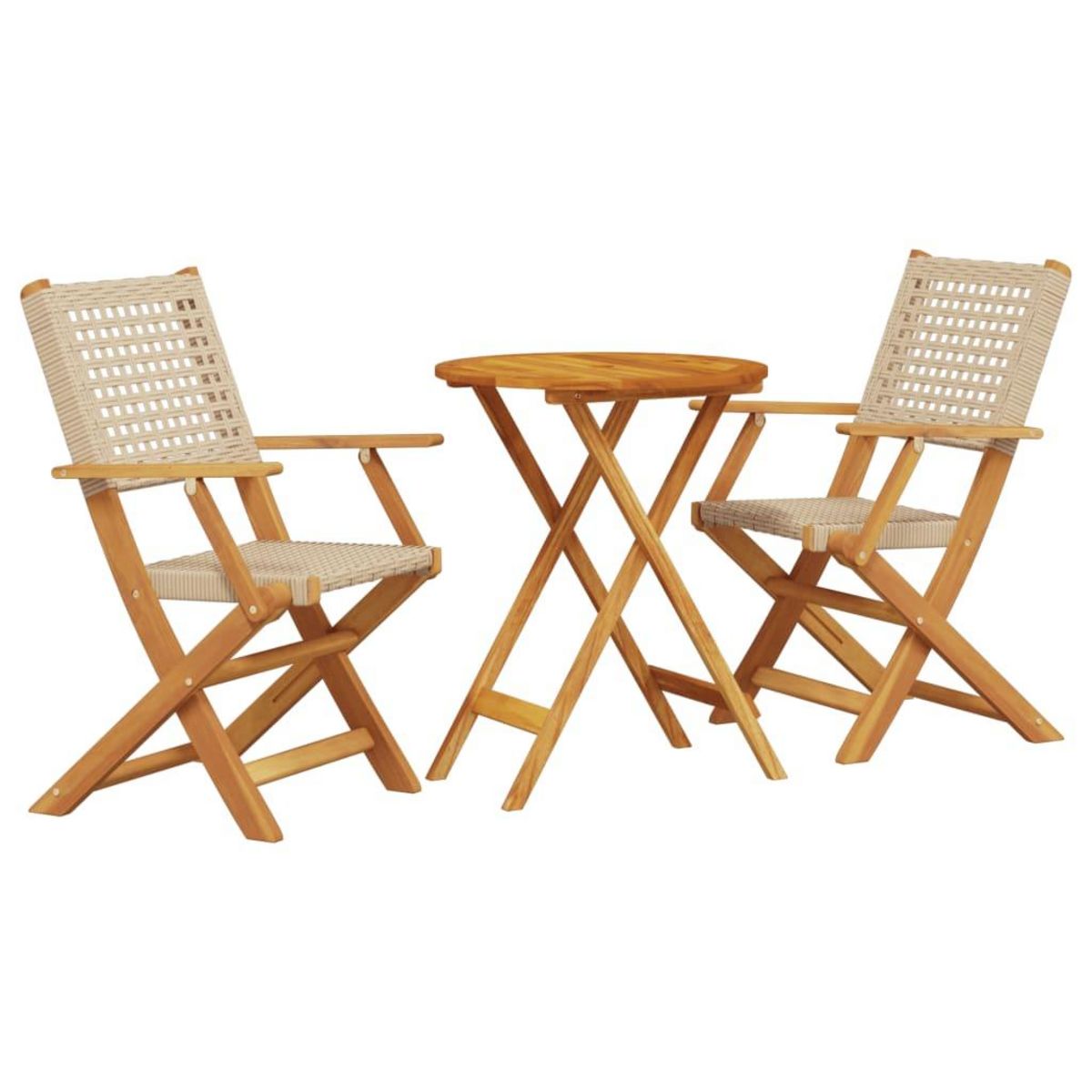 VIDAXL Ensemble de bistro 3 pcs beige resine tressee et bois massif