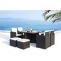Voir la diapositive 2 : CONCEPT USINE Table et chaises 8 places encastrables en résine noir-blanc MONACO