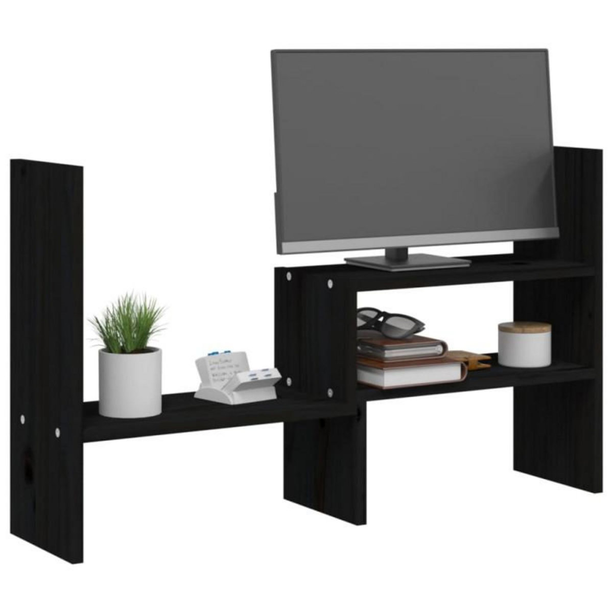 VIDAXL Support pour moniteur Noir (39 72)x17x43 cm Bois de pin solide