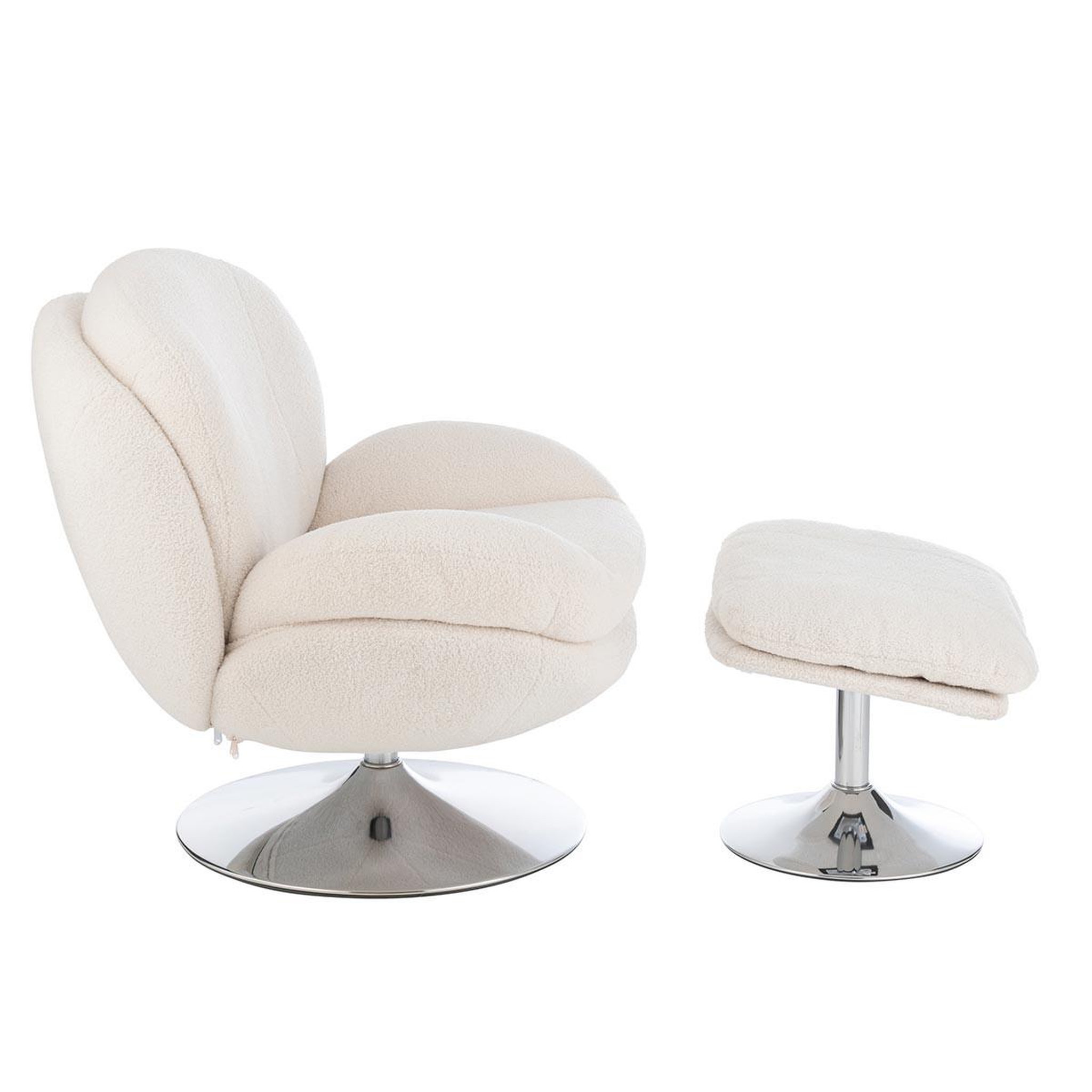 Voir la diapositive 3 : J-LINE Fauteuil Relax & Repose-Pieds  Frosted  88cm Crème